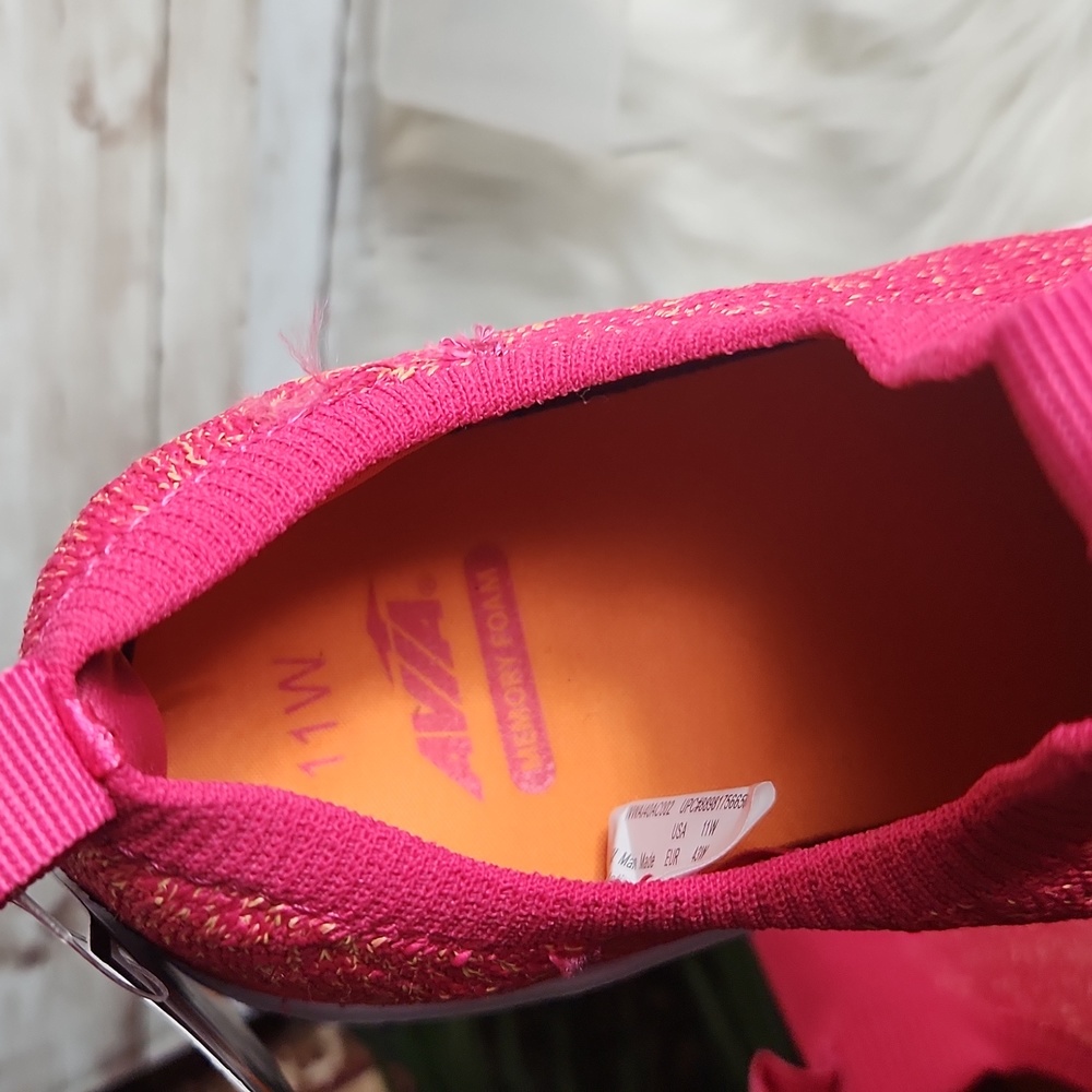 NWT, Avia, women's slip-on sneakers, Size 11W. Bright Pink w Orange - Picture 6 of 7